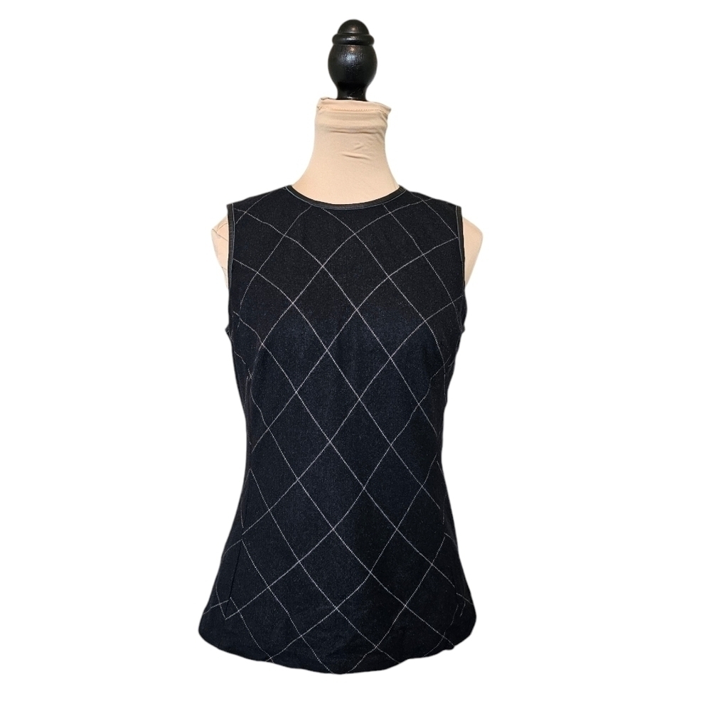 LAUREN Ralph Lauren Wool Blend Vest Pullover Peplum Top With Diamond Des…